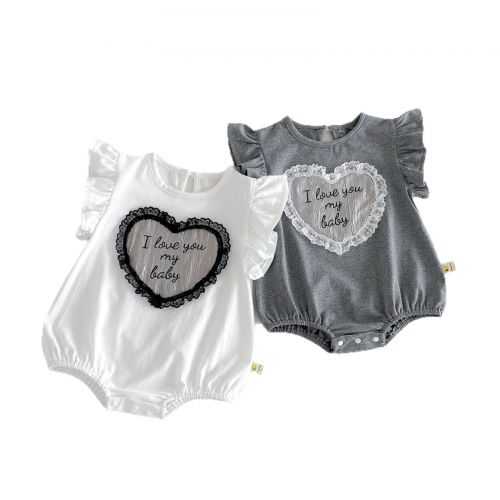 Summer Infant Baby Girls Cute Letters Pattern Fly Sleeves One Piece Onesies Wholesale