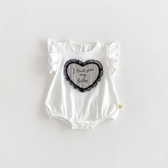 Summer Infant Baby Girls Cute Letters Pattern Fly Sleeves One Piece Onesies Wholesale