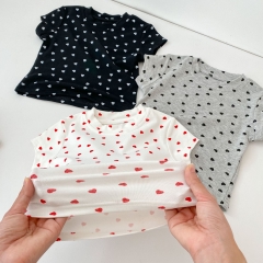 New Arrival Summer Infant Baby Girls Hearts Pattern Short Sleeves T-shirt Wholesale