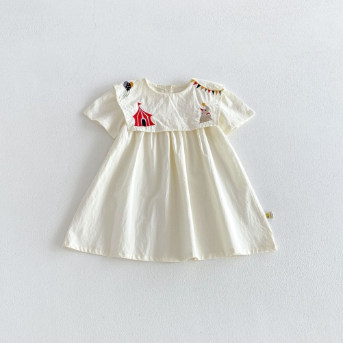 Summer Infant Baby Girls Cute Cartoon Pattern Crew Neck Short Sleeves One Piece Dress Wholesale Summer Infant Baby Girls Cute Cartoon Pattern Crew Neck Short Sleeves One Piece Dress Wholesale