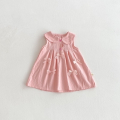Summer Infant Baby Girls Cute Butterfly-bows Pattern Sleeveless One Piece Dress Wholesale