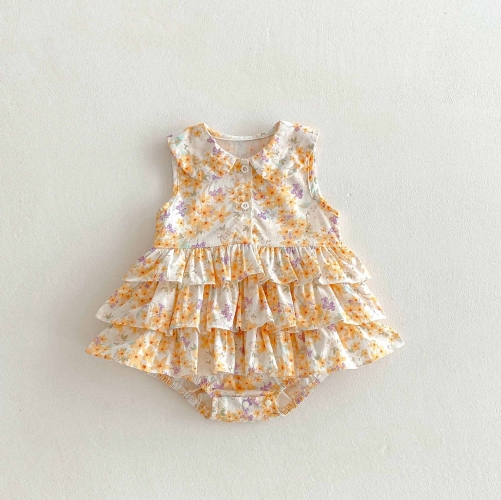 Summer Infant Baby Girls Cute Floral Pattern Sleeveless One Piece Onesies Wholesale Summer Infant Baby Girls Cute Floral Pattern Sleeveless One Piece Onesies Wholesale