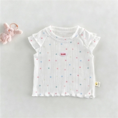 New Arrival Summer Infant Baby Girls Short Sleeves Stars Pattern T-Shirt Wholesale