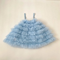 Summer Infant Baby Girls Cute Ruffle Tulle Sleeveless One Piece Dress Wholesale