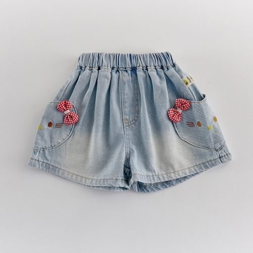 Infant Baby Kids Girls One Piece Cartoon Denim Shorts in Summer Wholesale