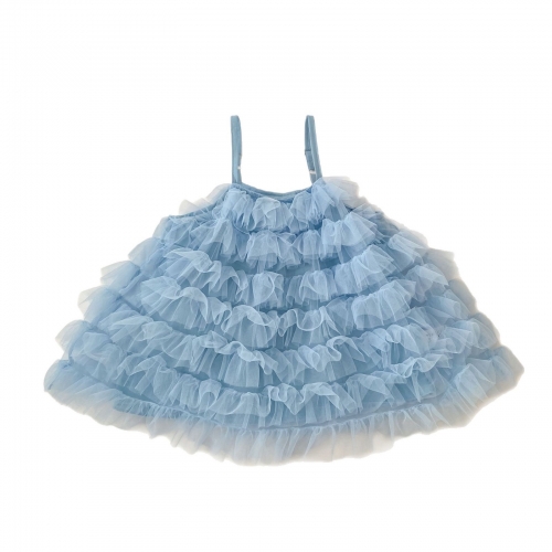 Summer Infant Baby Girls Cute Ruffle Tulle Sleeveless One Piece Dress Wholesale