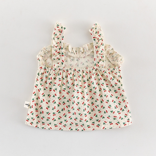 New Arrival Summer Infant Baby Girls Flowers and Fruits Pattern Sleeveless Vest Wholesale