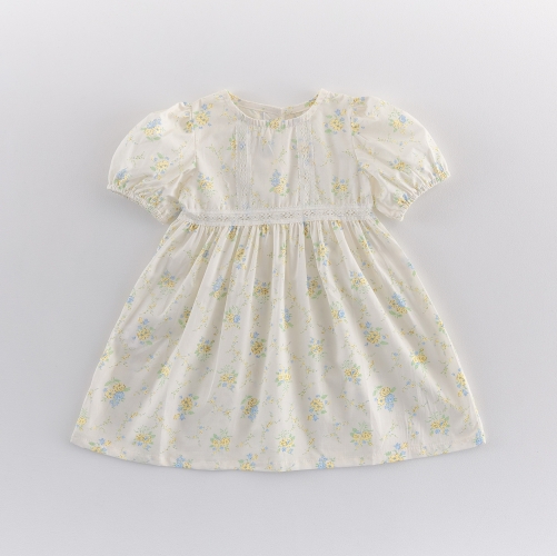Summer Infant Baby Girls Colorful Flowers Pattern Short Sleeves One Piece Dress Wholesale Summer Infant Baby Girls Colorful Flowers Pattern Short Sleeves One Piece Dress Wholesale