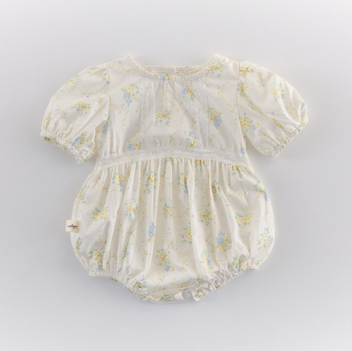 Summer Infant Baby Girls Colorful Flowers Pattern Short Sleeves One Piece Onesies Wholesale Summer Infant Baby Girls Colorful Flowers Pattern Short Sleeves One Piece Onesies Wholesale