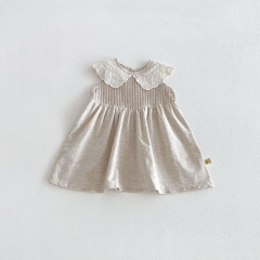 Summer Infant Baby Girls Cute Flowers Pattern Collar Sleeveless Dress Wholesale