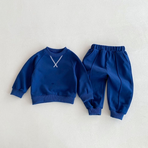 Autumn Infant Baby Kids Long Sleeves Casual Pullover and Pants Sporty Sets Wholesale