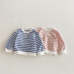 New Arrival Spring and Autumn Baby Kids Unisex Long Sleeves Striped Pattern Pullover Wholesale