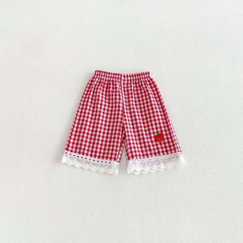 Autumn Infant Baby Kids Girls One Piece Plaid and Strawberry Pattern Pants in Summer Wholesale Autumn Infant Baby Kids Girls One Piece Plaid and Strawberry Pattern Pants in Summer Wholesale