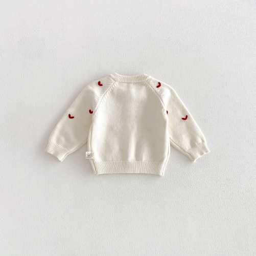 New Arrival Spring and Autumn Infant Baby Kids Girls Hearts Pattern Long Sleeves Knitted Cardigan Wholesale