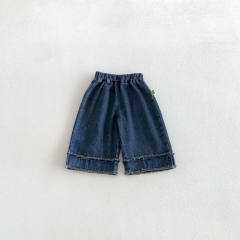 2026 Spring and Autumn New Arrival Baby Kids Girls Dark Blue Denim Pants Wholesale