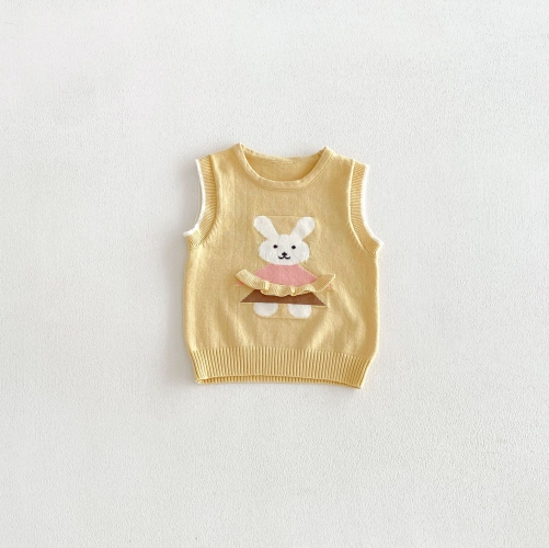 New Arrival Spring and Autumn Infant Baby Girls Cartoon Rabbit Sleeveless Knitted Vest Wholesale New Arrival Spring and Autumn Infant Baby Girls Cartoon Rabbit Sleeveless Knitted Vest Wholesale