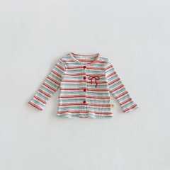 New Arrival Spring and Autumn Infant Baby Kids Girls Striped Pattern Long Sleeves Knitted Cardigan Wholesale