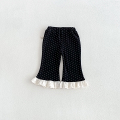 Autumn Infant Baby Kids Girls One Piece Dots Pattern Lace Trim Pants Wholesale
