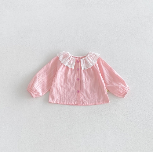 New Arrival Spring and Autumn Infant Baby Kids Girls Striped Pattern Hollow-out Collar Long Sleeves Top Wholesale New Arrival Spring and Autumn Infant Baby Kids Girls Striped Pattern Hollow-out Collar Long Sleeves Top Wholesale
