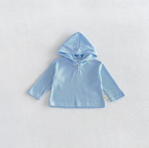 New Arrival Spring and Autumn Baby Kids Unisex Long Sleeves Waffle Grid Plain Hoodies Wholesale