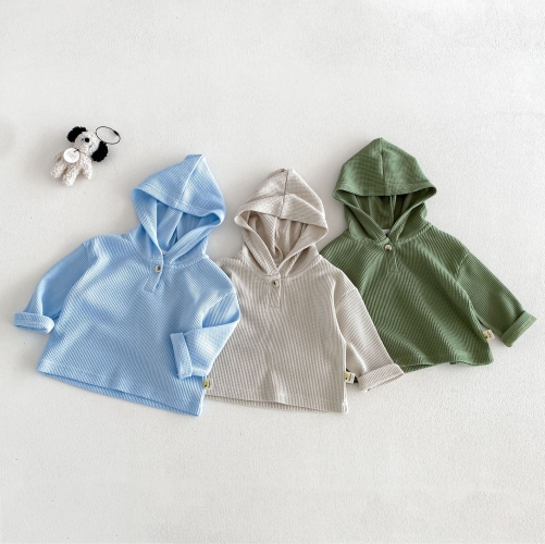 New Arrival Spring and Autumn Baby Kids Unisex Long Sleeves Waffle Grid Plain Hoodies Wholesale New Arrival Spring and Autumn Baby Kids Unisex Long Sleeves Waffle Grid Plain Hoodies Wholesale