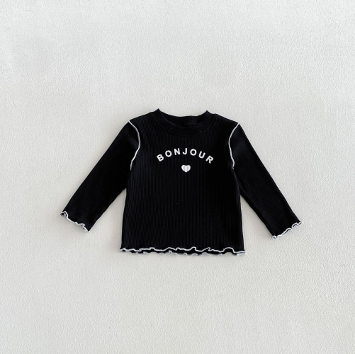 New Arrival Spring and Autumn Infant Baby Kids Girls Letters and Heart Pattern Long Sleeves Top Wholesale
