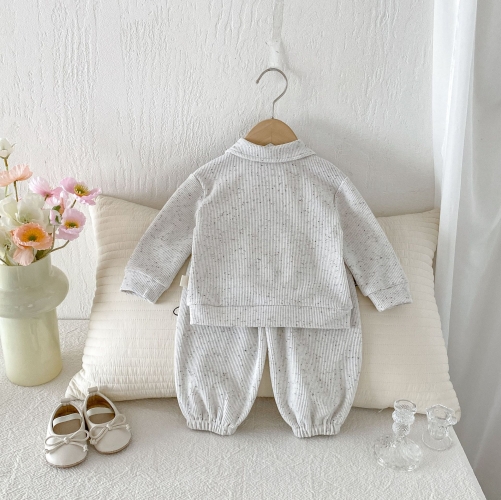 Autumn Infant Baby Kids Long Sleeves Dots Pattern Top and Pants Casual Clothing Sets Wholesale