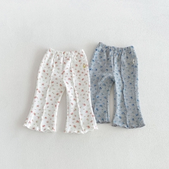 2026 Autumn Infant Baby Kids Girls Floral Flared Pants Wholesale
