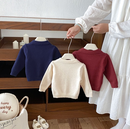 New Arrival Winter and Autumn Infant Baby Kids Solid Color Long Sleeves Zip-up Coat Wholesale