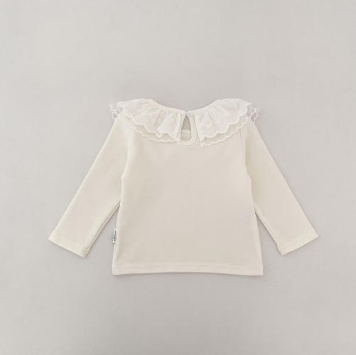 New Arrival Spring and Autumn Infant Baby Kids Girls Lace Collar Long Sleeves Top Wholesale