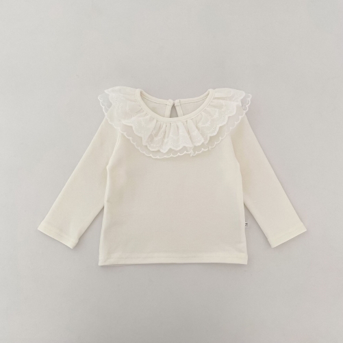 New Arrival Spring and Autumn Infant Baby Kids Girls Lace Collar Long Sleeves Top Wholesale