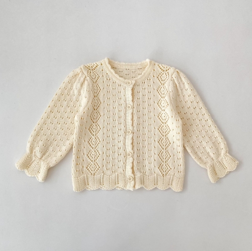 New Arrival Spring and Autumn Infant Baby Kids Girls Hollow-out Pattern Long Sleeves Knitted Cardigan Wholesale New Arrival Spring and Autumn Infant Baby Kids Girls Hollow-out Pattern Long Sleeves Knitted Cardigan Wholesale