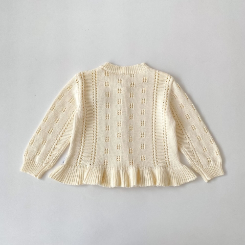 New Arrival Spring and Autumn Infant Baby Kids Girls Hollow-out Pattern Long Sleeves Knitted Cardigan Wholesale