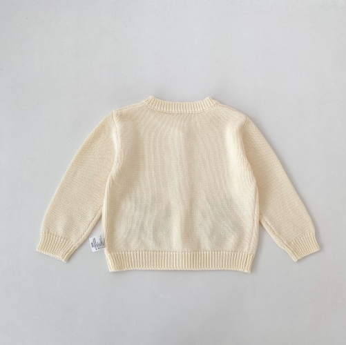 New Arrival Spring and Autumn Infant Baby Kids Girls Flowers Embroidered Pattern Long Sleeves Knitted Cardigan Wholesale