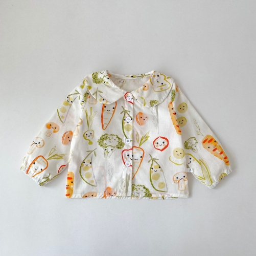 New Arrival Spring and Autumn Infant Baby Kids Girls Vegetable Cartoon Long Sleeves Shirt Wholesale New Arrival Spring and Autumn Infant Baby Kids Girls Vegetable Cartoon Long Sleeves Shirt Wholesale