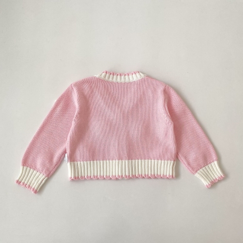 New Arrival Spring and Autumn Infant Baby Kids Girls Flowers Pattern Long Sleeves Knitted Cardigan Wholesale