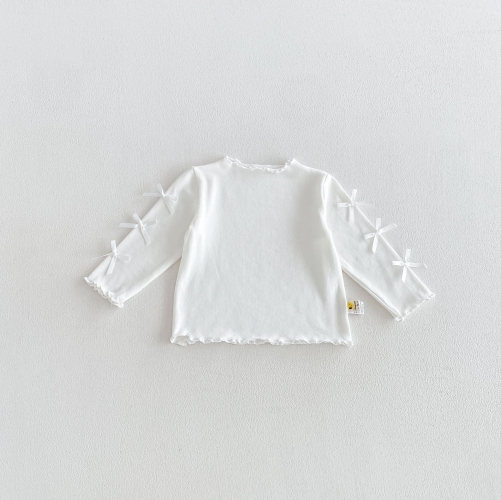 New Arrival Spring and Autumn Infant Baby Kids Girls Butterfly-bows Pattern Long Sleeves Top Wholesale