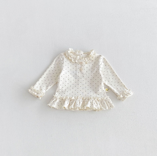 Autumn Infant Baby Kids Dots Pattern Long Sleeves Top and Color Patchwork Pants Clothing Sets Wholesale