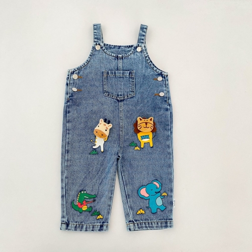 Spring and Autumn Infant Baby Kids Unisex Sleeveless One Piece Cartoon Pattern Denim Overalls Wholesale Spring and Autumn Infant Baby Kids Unisex Sleeveless One Piece Cartoon Pattern Denim Overalls Wholesale