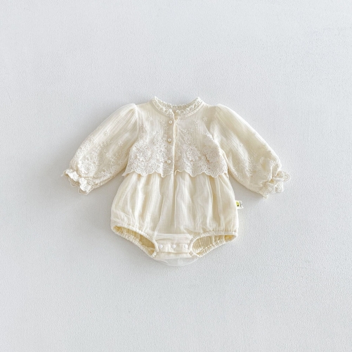 Spring and Autumn Infant Baby Girls Solid Color Long Sleeves One Piece Embroidered Onesies Wholesale Spring and Autumn Infant Baby Girls Solid Color Long Sleeves One Piece Embroidered Onesies Wholesale