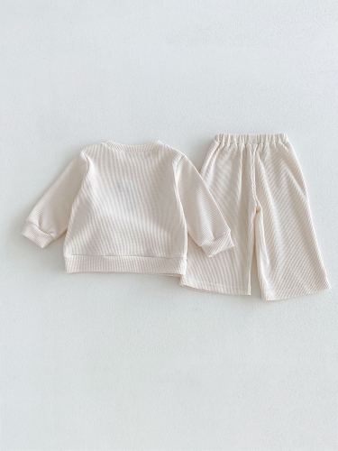 Autumn Infant Baby Kids Girls Long Sleeves Strawberry Pattern Top and Plain Pants Clothing Sets Wholesale