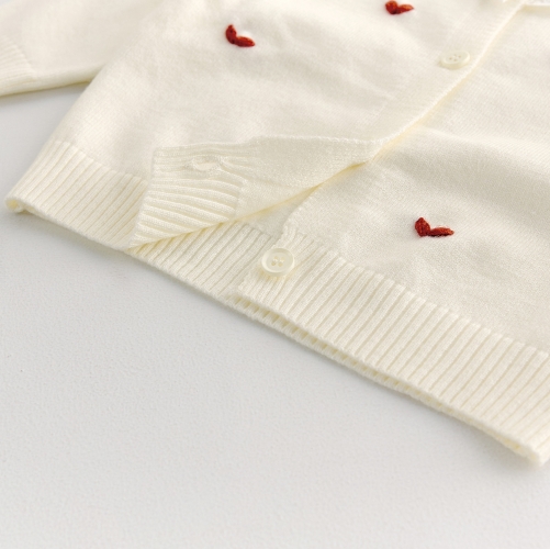 New Arrival Spring and Autumn Infant Baby Kids Girls Hearts Pattern Long Sleeves Knitted Cardigan Wholesale