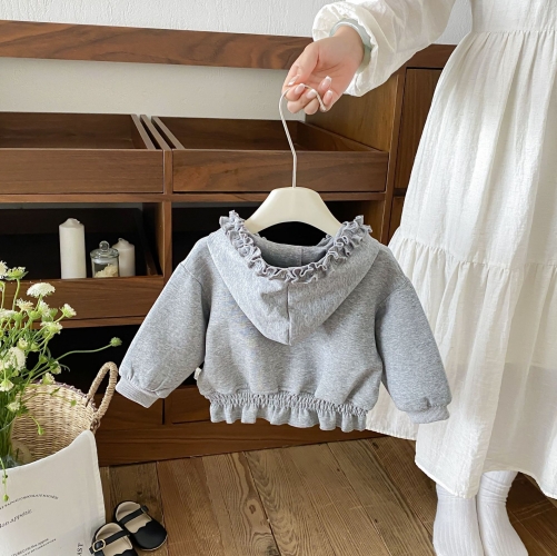 New Arrival Autumn Baby Kids Girls Long Sleeves Grey Coat for Stylish Girls Wholesale