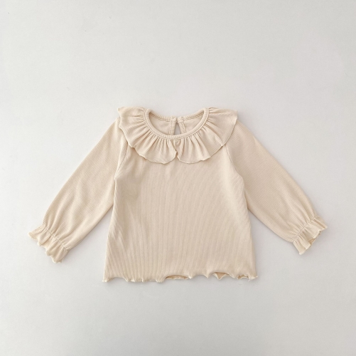 New Arrival Spring and Autumn Infant Baby Kids Girls Peter Pan Collar Long Sleeves Top Wholesale