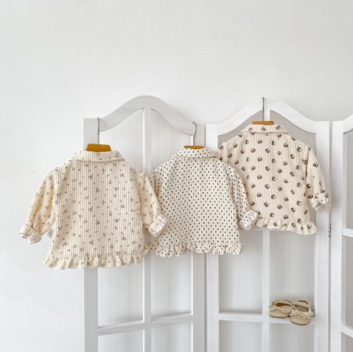 New Arrival Spring and Autumn Infant Baby Kids Girls Turn-down Collar Long Sleeves Coat Wholesale