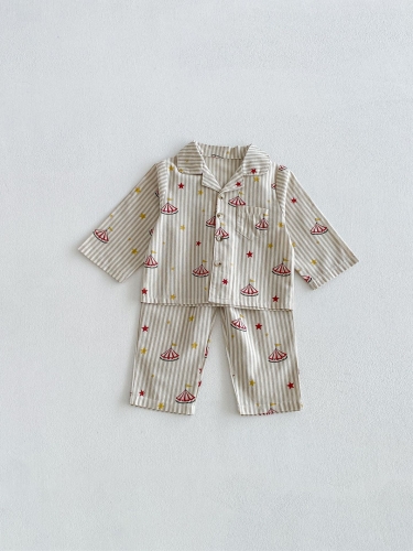 Autumn Infant Baby Kids Long Sleeves Striped Pattern Single Breasted Shirt and Pants Pajamas Clothing Sets Wholesale Autumn Infant Baby Kids Long Sleeves Striped Pattern Single Breasted Shirt and Pants Pajamas Clothing Sets Wholesale