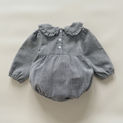 Spring and Autumn Infant Baby Girls Long Sleeves Flowers Embroidered Onesies Wholesale
