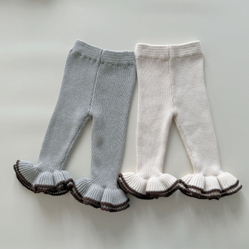 2026 Winter and Autumn Infant Baby Kids Girls Comfortable Ruffle Trim Knitted Pants Wholesale 2026 Winter and Autumn Infant Baby Kids Girls Comfortable Ruffle Trim Knitted Pants Wholesale