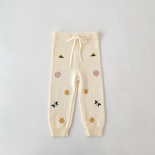 2026 Winter Infant Baby Kids Girls Embroidery Knitted Pants Wholesale 2026 Winter Infant Baby Kids Girls Embroidery Knitted Pants Wholesale