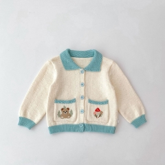 New Arrival Winter and Autumn Infant Baby Kids Long Sleeves Knitted Cartoon Pattern Cardigan Wholesale